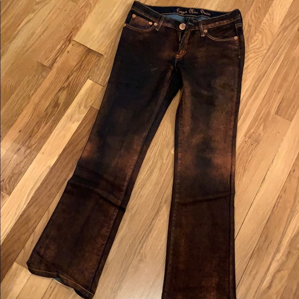 Copper washed denim jeans